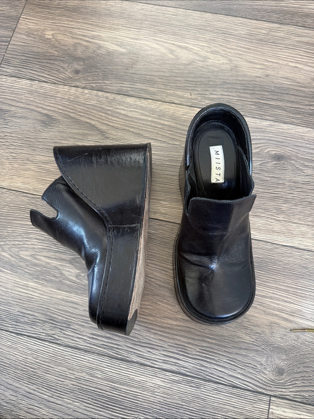Miista Black Leather Sculptural Platform Wedge Booties Shoes EU 37 or US 7 - Picture 6 of 16